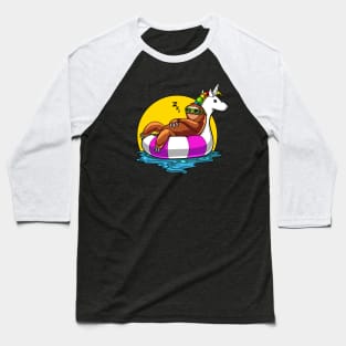 Sloth Riding Unicorn Float Baseball T-Shirt